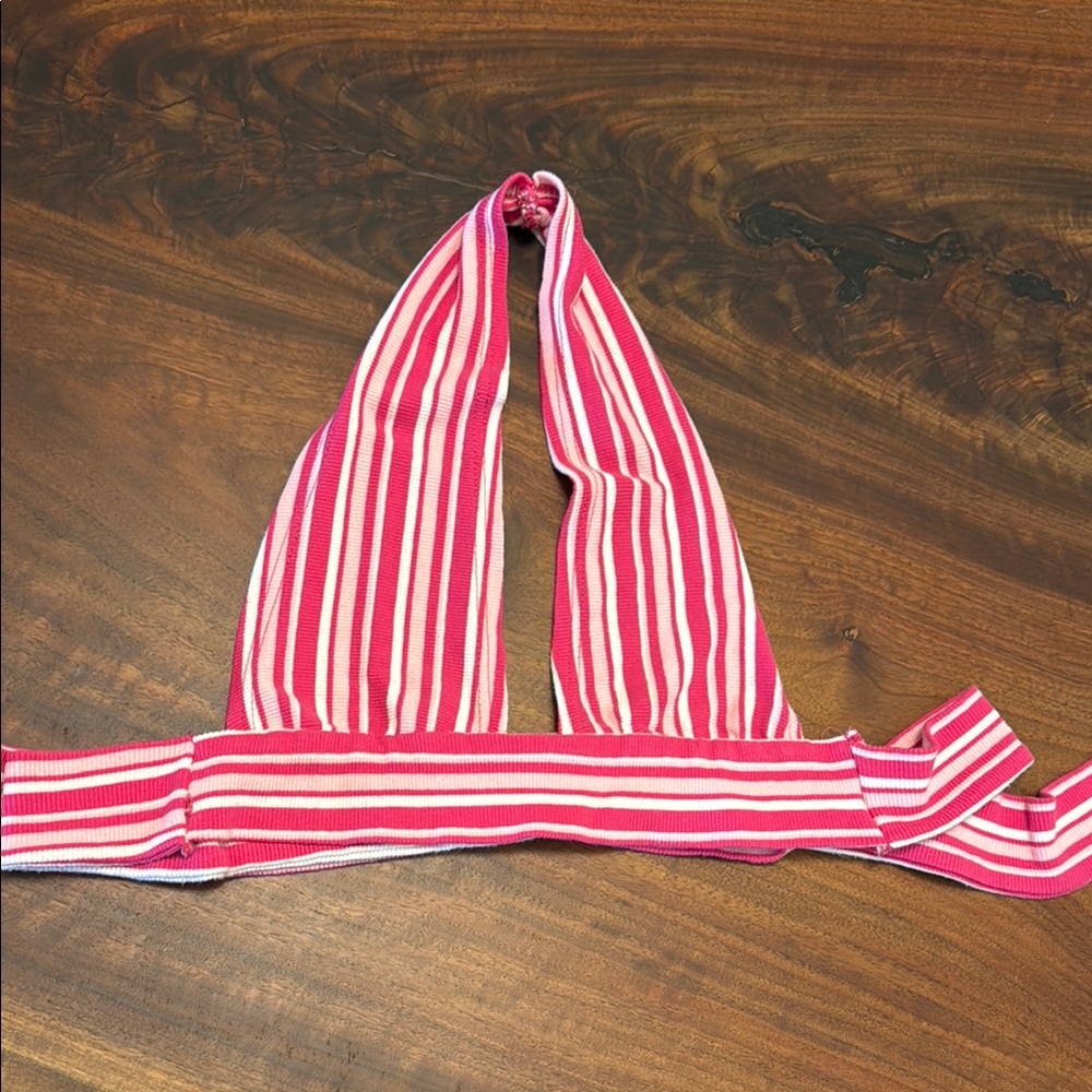 Striped Pink and White Halter Top